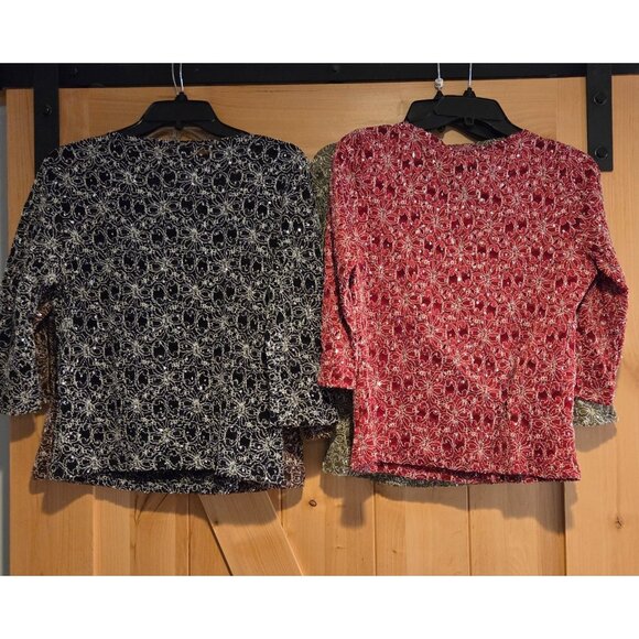 Lot of 4 j.t.b. Sz M Floral Stretch Evening Top Sparkle Holiday 3/4 Sleeve - Picture 5 of 16